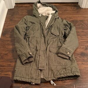 Abercrombie Olive Green Hooded Parka Coat